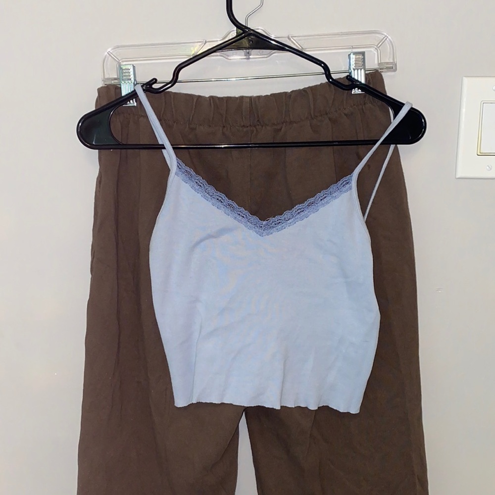 Brandy Melville baby blue lace top
